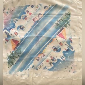 ifadi Made in Greece Vintage  Nautical Scenery Scarf 20”X20” Seascape Scene